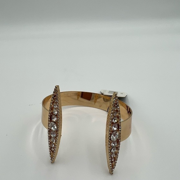 Gennaro Open Cuff Bracelet Gold Tone with Rhinestone - Picture 5 of 11